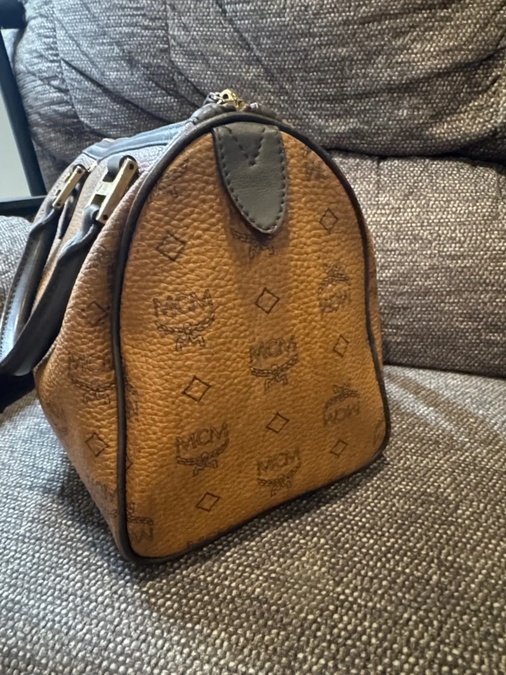 MCM Cognac Visetos Brown Boston with Black Handles and Gold Hardware - Picture 5 of 12